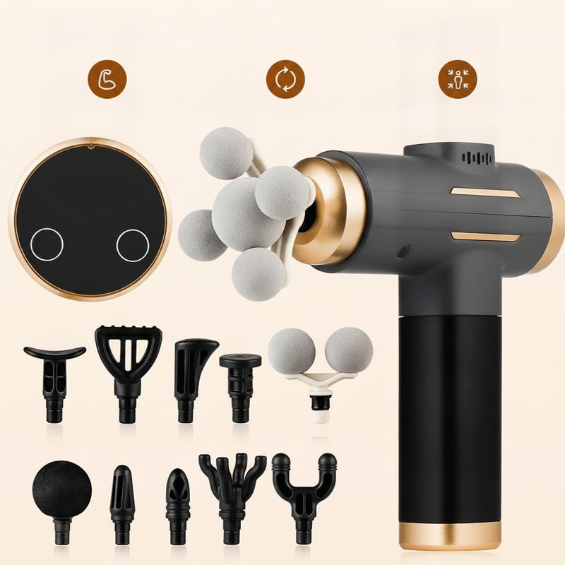 Pistola de massagem Impacto Pro 11 em 1 — kit completo